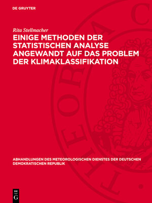cover image of Einige Methoden der statistischen Analyse angewandt auf das Problem der Klimaklassifikation